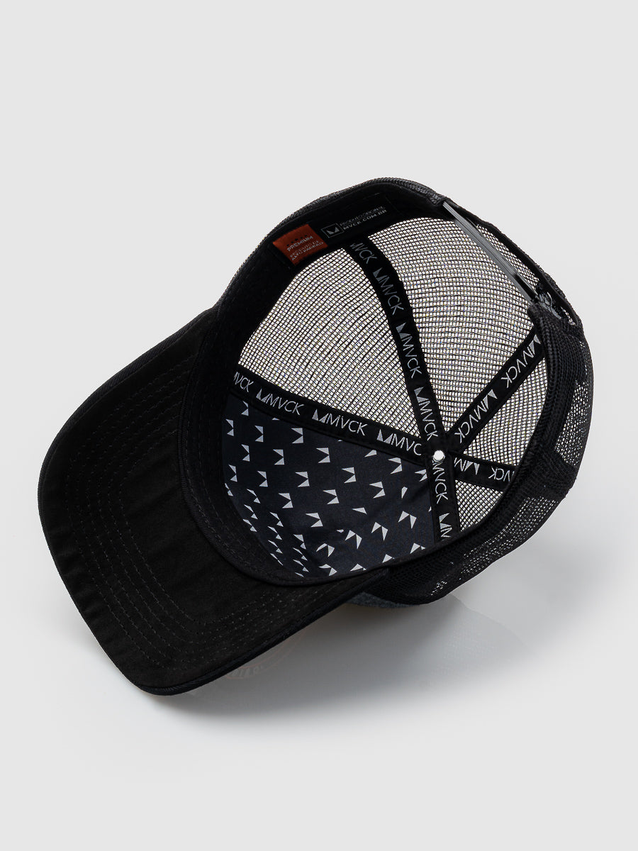 Boné Trucker Brasão Mescla e Laranja MVCK
