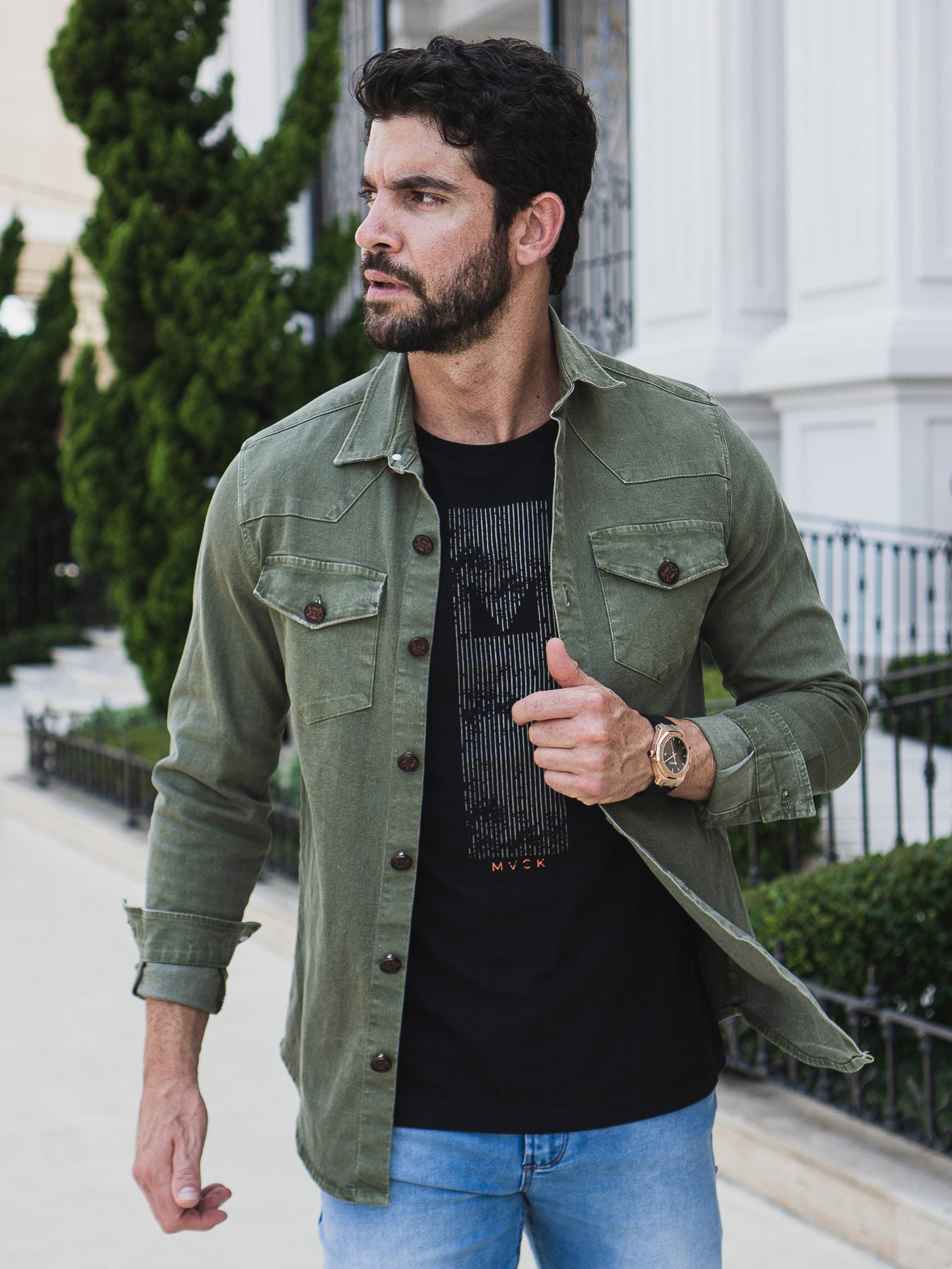 Jaqueta Overshirt MVCK Verde Militar Estonada