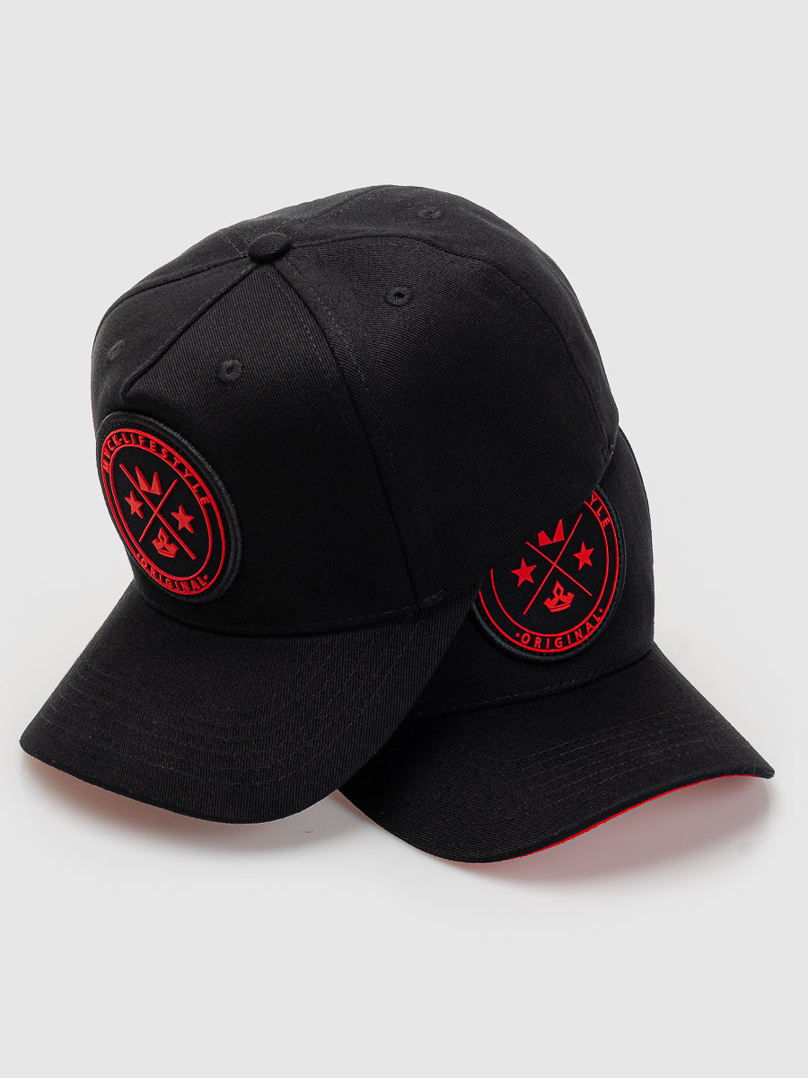 Boné Trucker Brasão Preto e Vermelho MVCK