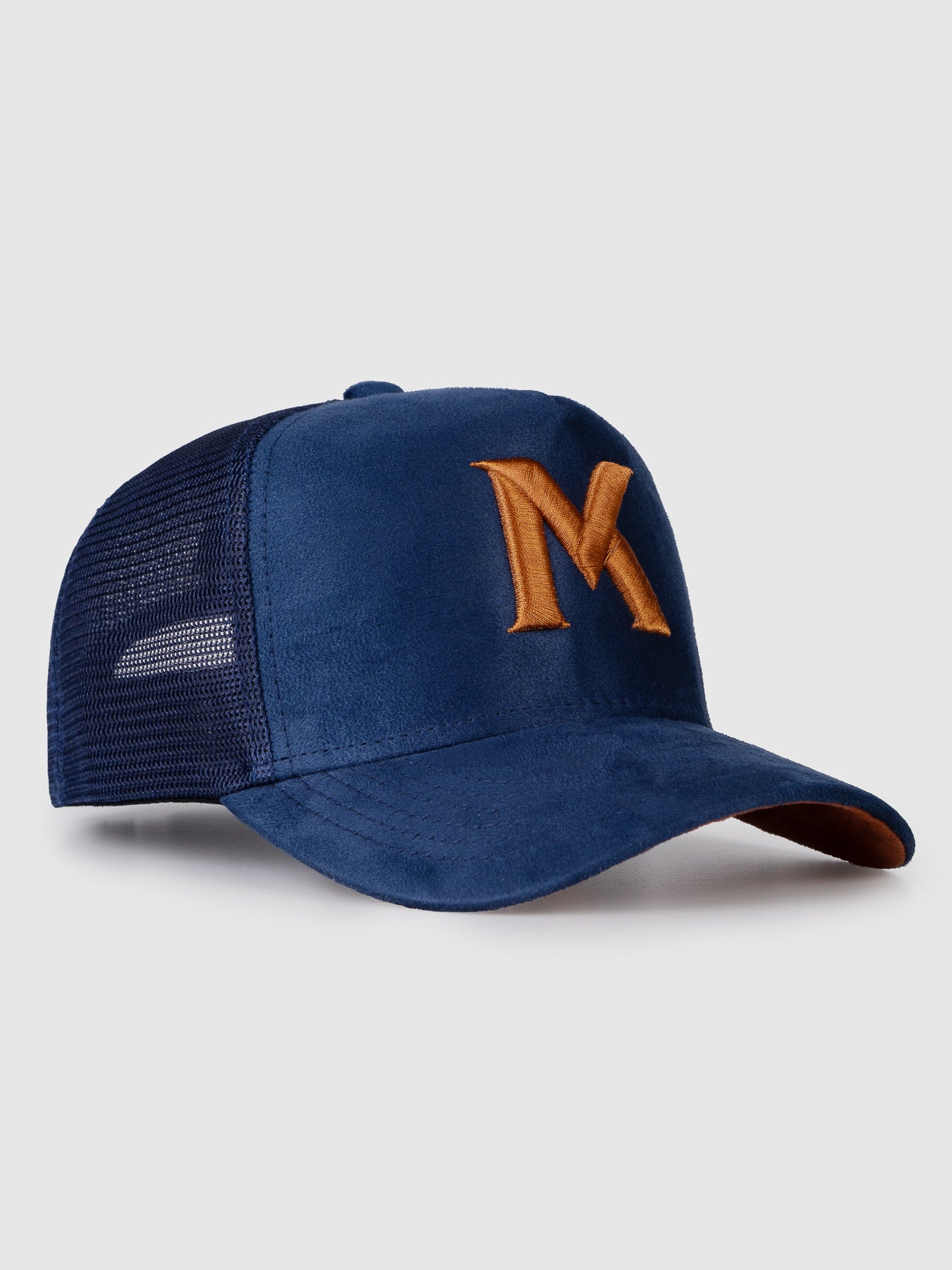 Boné Trucker Maverick Camurça Azul e Caramelo MVCK