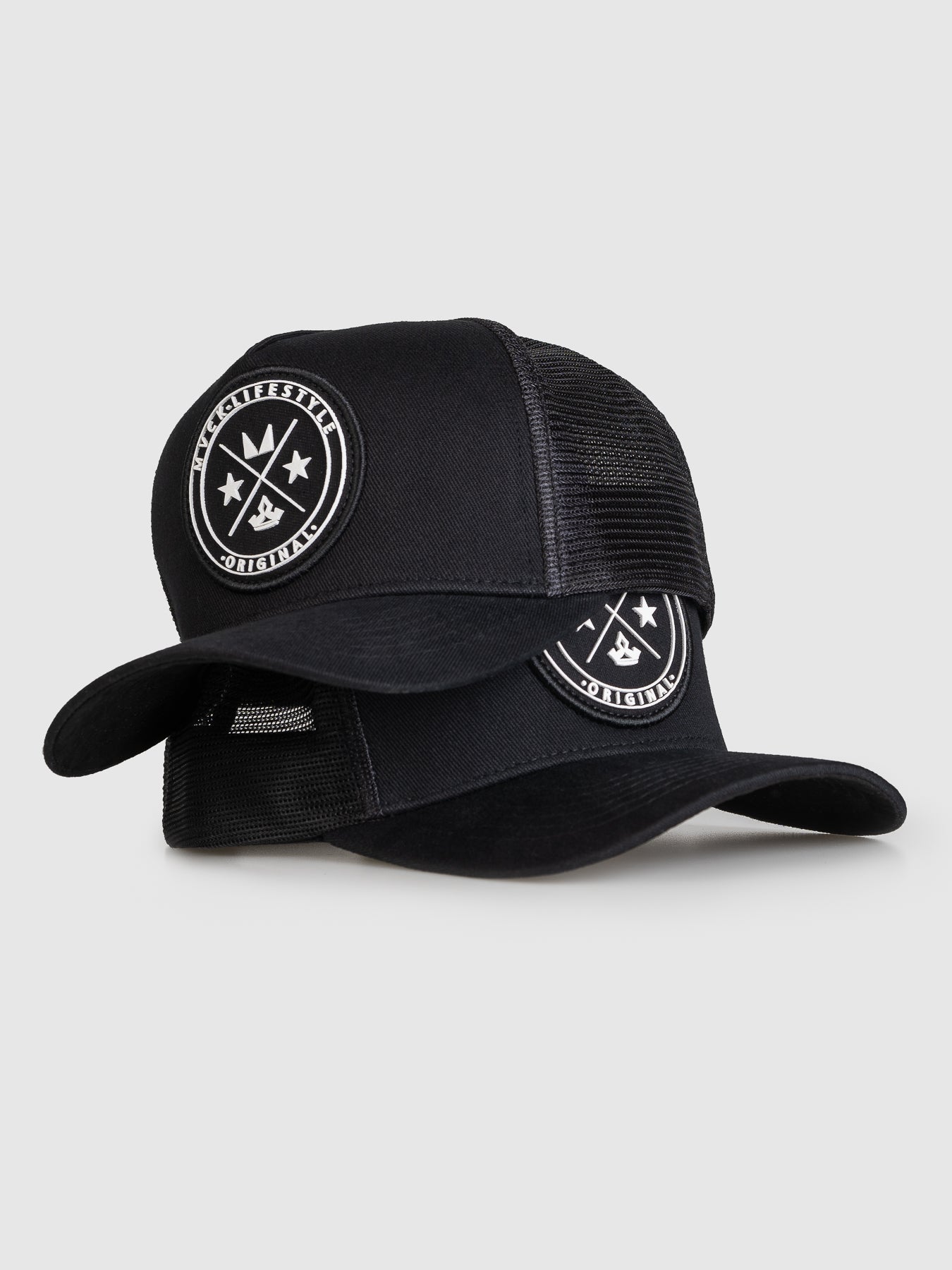 Boné Trucker Brasão Preto com Tela MVCK