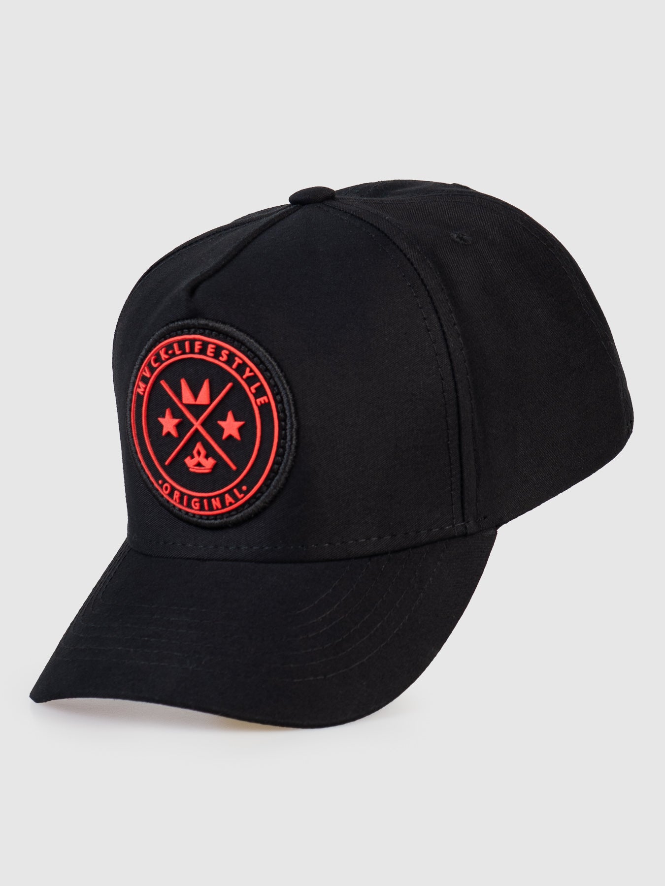 Boné Trucker Brasão Preto e Vermelho MVCK